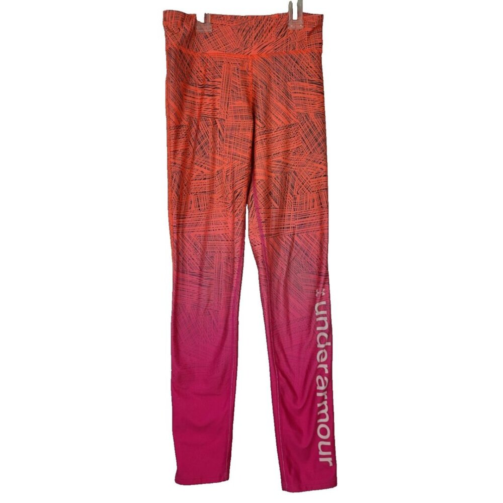 Under Armour Womens Exercise Leggings XS Pink Orange Ombre Full Length Athletic